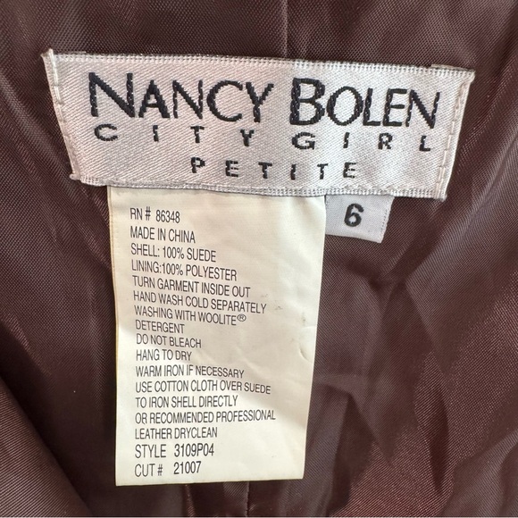 Vintage Nancy Bolen City Girl Petite Brown Suede Whipstitch Pants Size 6P - Picture 8 of 8